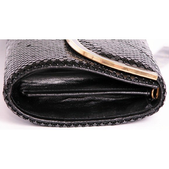 Another Y & S Original Clutch Shoulder Purse VTG Black Metallic Chain Strap New - Picture 6 of 9